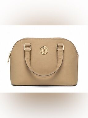DKNY Beige Dome Satchel with Gold Logo